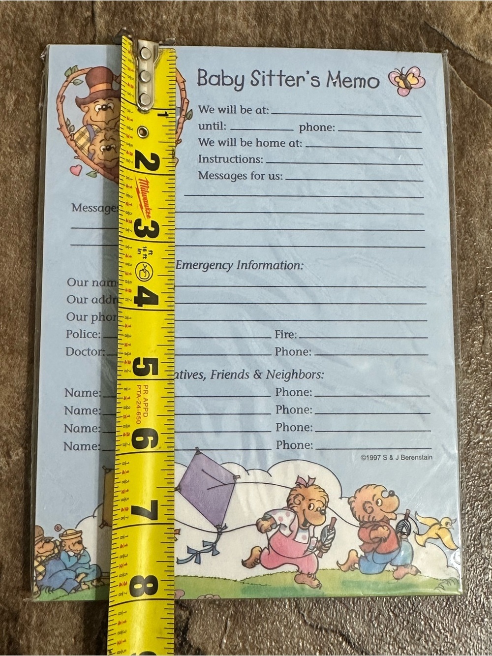 Vintage 1997 Berenstain Bears Magnetic Babysitter Memo Pad NWT - Picture 3 of 5
